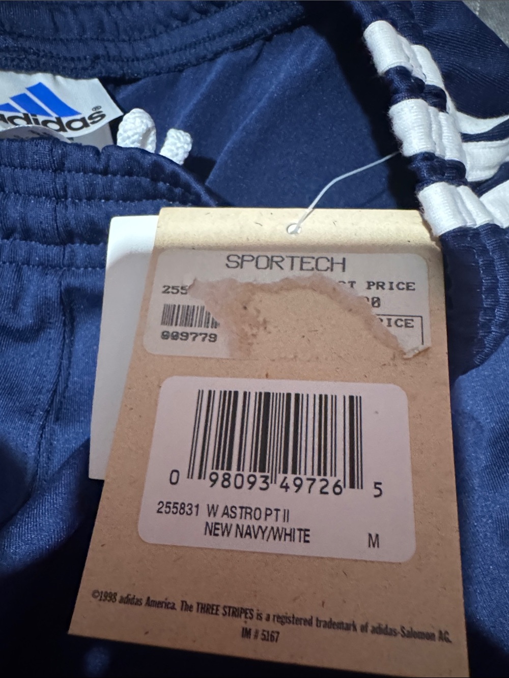 adidas Navy Blue Joggers with White Side Stripes - Picture 5 of 5